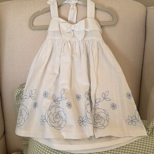 Charming White and Blue Kids Dress